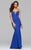 7902 Ponte illusion v-neck evening dress with side and back cutout and back ruffle