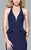 7903 Ponte illusion v-neck halter evening dress with peplum