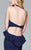 7903 Ponte illusion v-neck halter evening dress with peplum