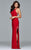 7918 Long halter dress with illusion insets