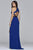 7928 Long jersey halter with illusion cutout & beaded trim