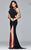 7929 Long halter matte jersey dress with beaded bands