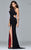 7929 Long halter matte jersey dress with beaded bands