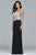 7934 Long tulle with lace applique bodice