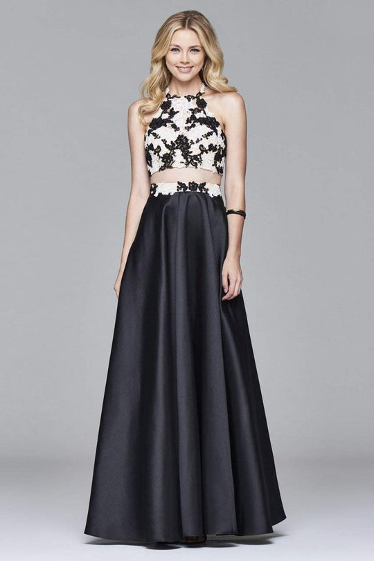 7936 Two-piece lace-applique bodice with mikado ball gown skirt