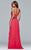 7939 Long halter dress with layered ruffle detail