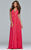 7939 Long halter dress with layered ruffle detail