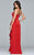 7950 Strapless stretch faille dress with side cascade and slit