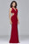 7959 Long jersey v-neck dress with cutouts