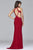 7959 Long jersey v-neck dress with cutouts