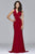 7959 Long jersey v-neck dress with cutouts