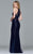 7968 Long stretch jersey halter with lace illusion
