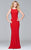7987 Long ottoman dress with illusion inserts