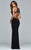 7990 Long jersey dress with beaded trim