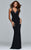 7990 Long jersey dress with beaded trim