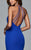 7993 Long halter v-neck dress with back train ruffle