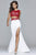 7998 Two-piece jersey dress with lace top and belt