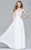 8000 Lace Appliqued Long Mesh V-Neck Dress
