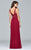 8000 Lace Appliqued Long Mesh V-Neck Dress
