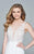 8000 Lace Appliqued Long Mesh V-Neck Dress