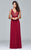 8000 Lace Appliqued Long Mesh V-Neck Dress