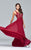 8000 Lace Appliqued Long Mesh V-Neck Dress