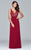 8000 Lace Appliqued Long Mesh V-Neck Dress