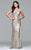 8008 Long sequin halter dress with beaded collar