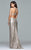 8008 Long sequin halter dress with beaded collar