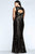9357 Plus size sequin prom dress with mesh v-neck and illusion cut-outs