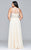 9374 Chiffon plus size prom dress with beaded bust and keyhole back