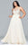 9374 Chiffon plus size prom dress with beaded bust and keyhole back