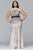 9382 Stretch tulle plus size evening dress with liquid style beading