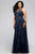 9382 Stretch tulle plus size evening dress with liquid style beading