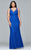9386 Lace v-neck plus size evening dress with illusion sides
