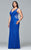 9386 Lace v-neck plus size evening dress with illusion sides