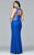 9386 Lace v-neck plus size evening dress with illusion sides