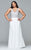 9388 Chiffon v-neck plus size prom dress with beaded bust
