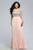 9388 Chiffon v-neck plus size prom dress with beaded bust