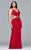 9392  Long jersey v-neck with lace detailing