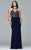 9394 Long fit-and-flare halter with lace top