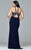 9394 Long fit-and-flare halter with lace top