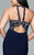 9394 Long fit-and-flare halter with lace top