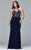 9394 Long fit-and-flare halter with lace top