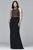 9395 Long fit and flare with fishnet illusions and lace-up back