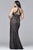 9398 Long fit and flare lace with straps at deep v