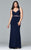 9399 Long fit and flare jersey with illusion cutouts