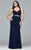 9399 Long fit and flare jersey with illusion cutouts