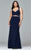 9399 Long fit and flare jersey with illusion cutouts