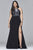 9401 Long jersey dress with lace bodice